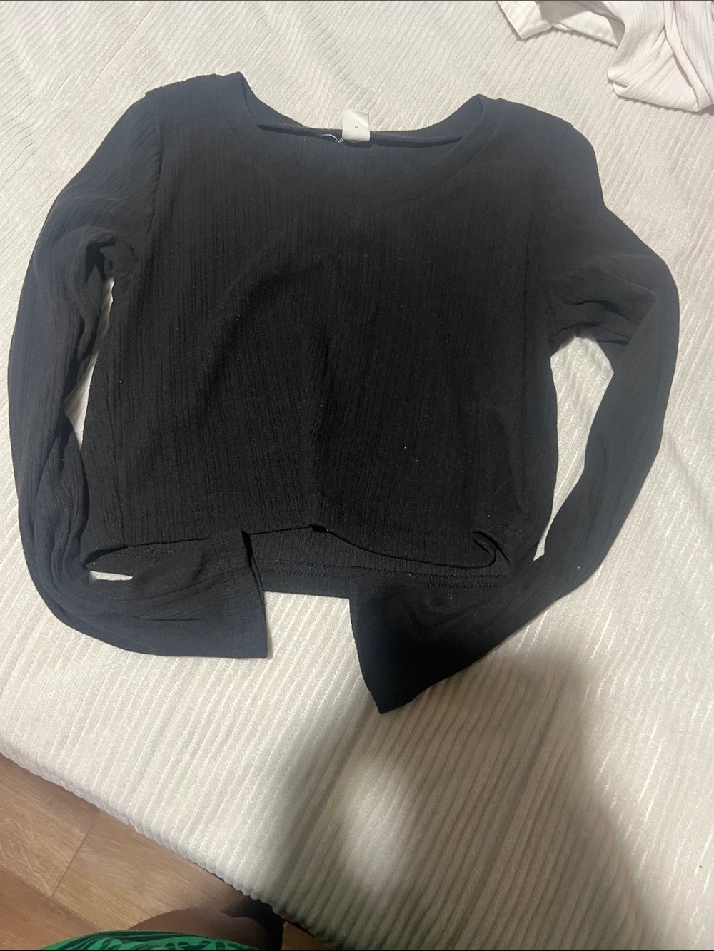 SHEIN Black Ribbed Long-Sleeve Tee